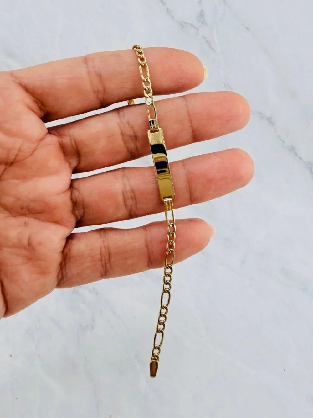 ✦ Real 14K Gold ID Bracelet ✦ Baby / Kids boy Girl Bracelet figaro 6